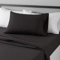 Amazon Basics 3 Count Lightweight Super Soft Easy Care Microfiber Bed Sheet Set with 14 Deep Pockets - Twin (Pack of 4), Black, 