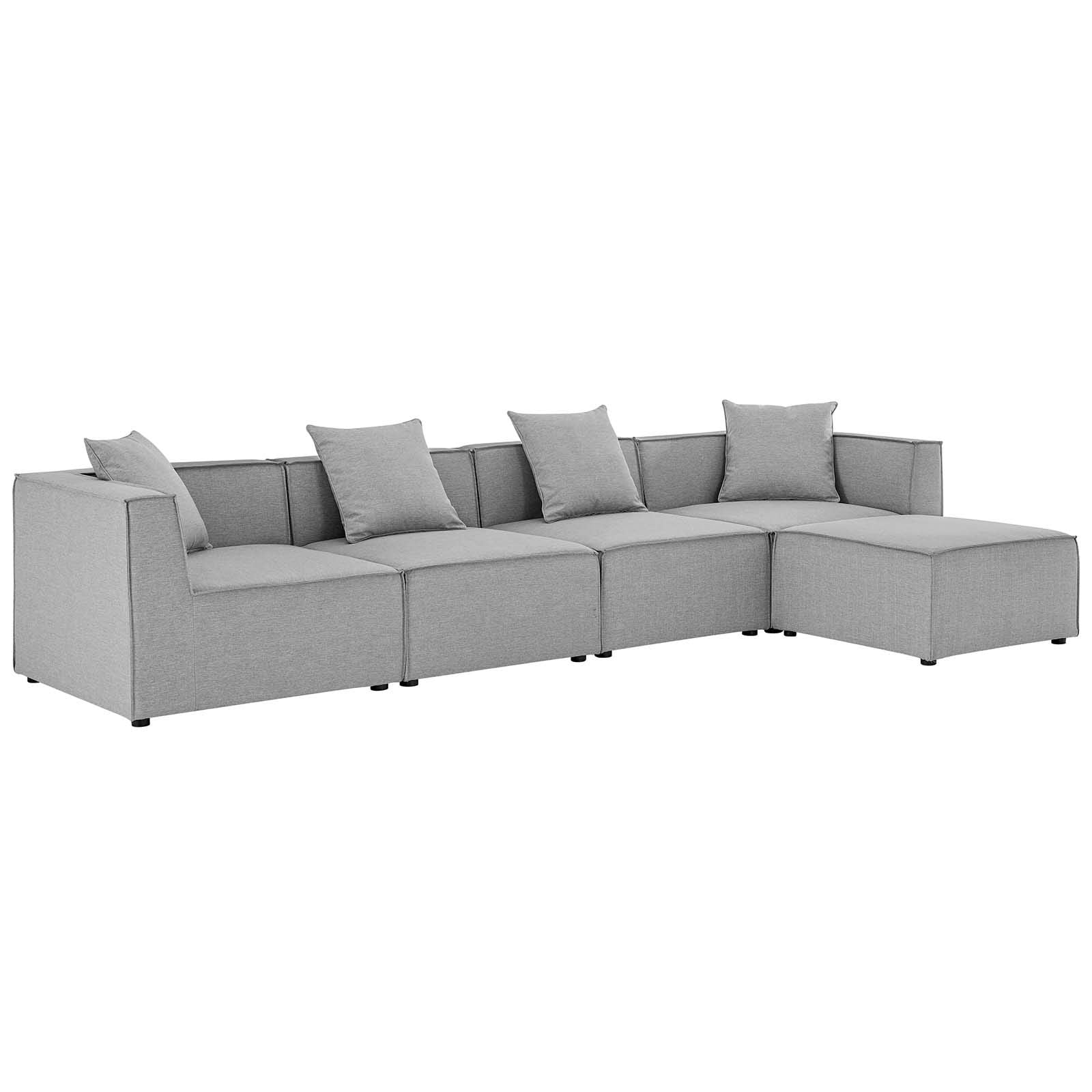 Modway Eei-4382-Gry Saybrook Patio Upholstered 5-Piece Sectional Sofa In Gray, Grey