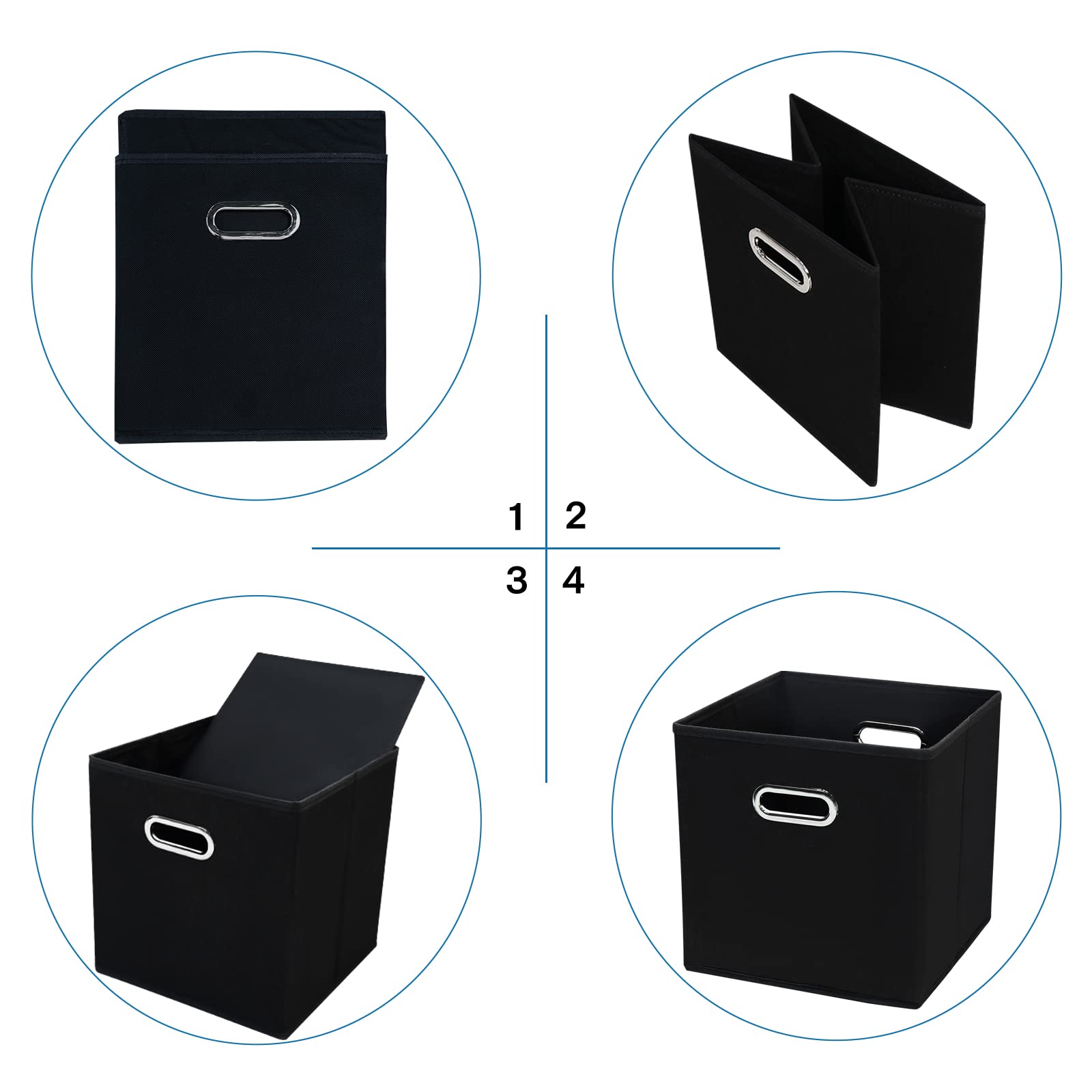 Storeone Black Fabric Storage Bins Cubes Baskets Containers-(11X11X11) With Dual Handles Cube Storage Organizer Bins For Shelf C