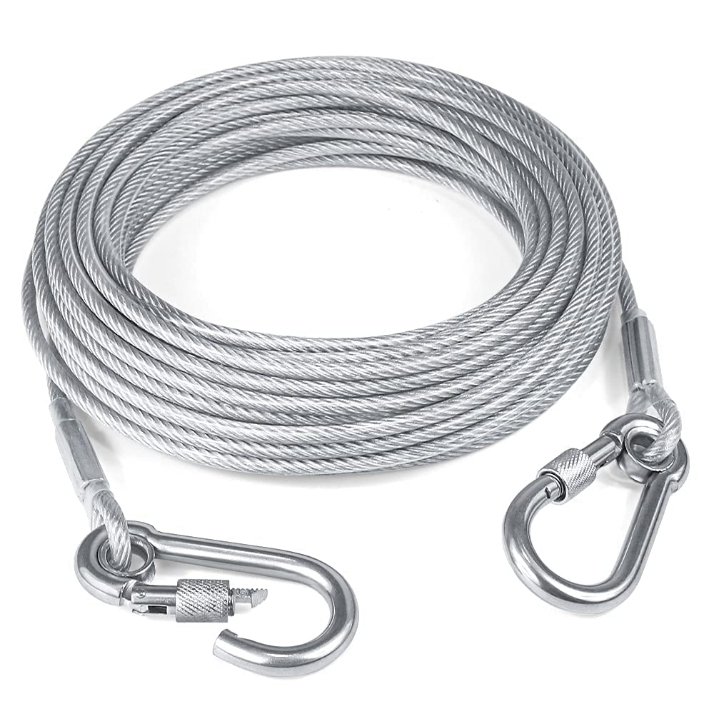 JAY STORE 18 Stainless Steel Clothes Drying Rope 10 Meter with Locking Hooks, PVC Coated Rust Resistant Steel Wire Clothesline f