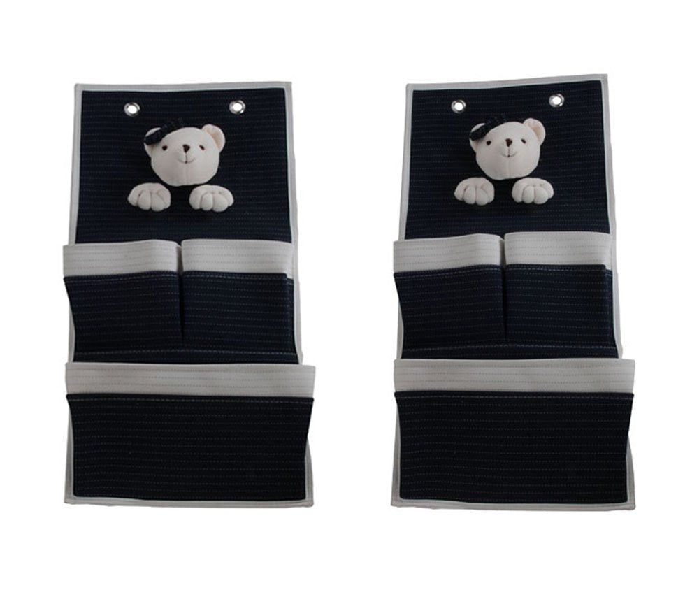 Anne Home Bear 3-Pocket Wall Hanger-Set of 2 Children Storage, One Size, Multicolor