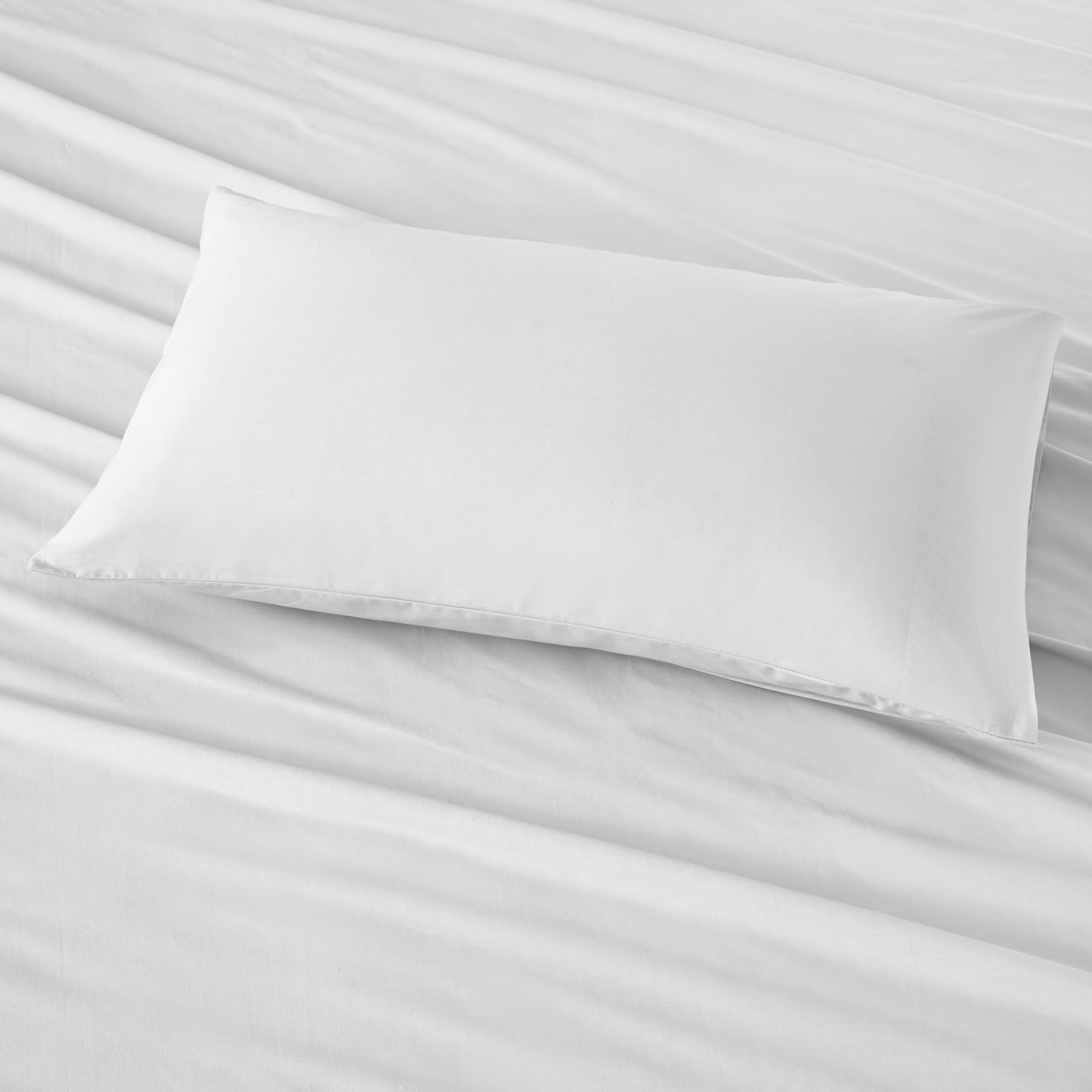 Comfort Spaces 100% Cotton Sheet Set Breathable, Lightweight, Soft With 14' Elastic Pocket Fits Up To 16' Mattress, All Season Cozy Bedding, Matching Pillow Case, Cal King White 4 Piece