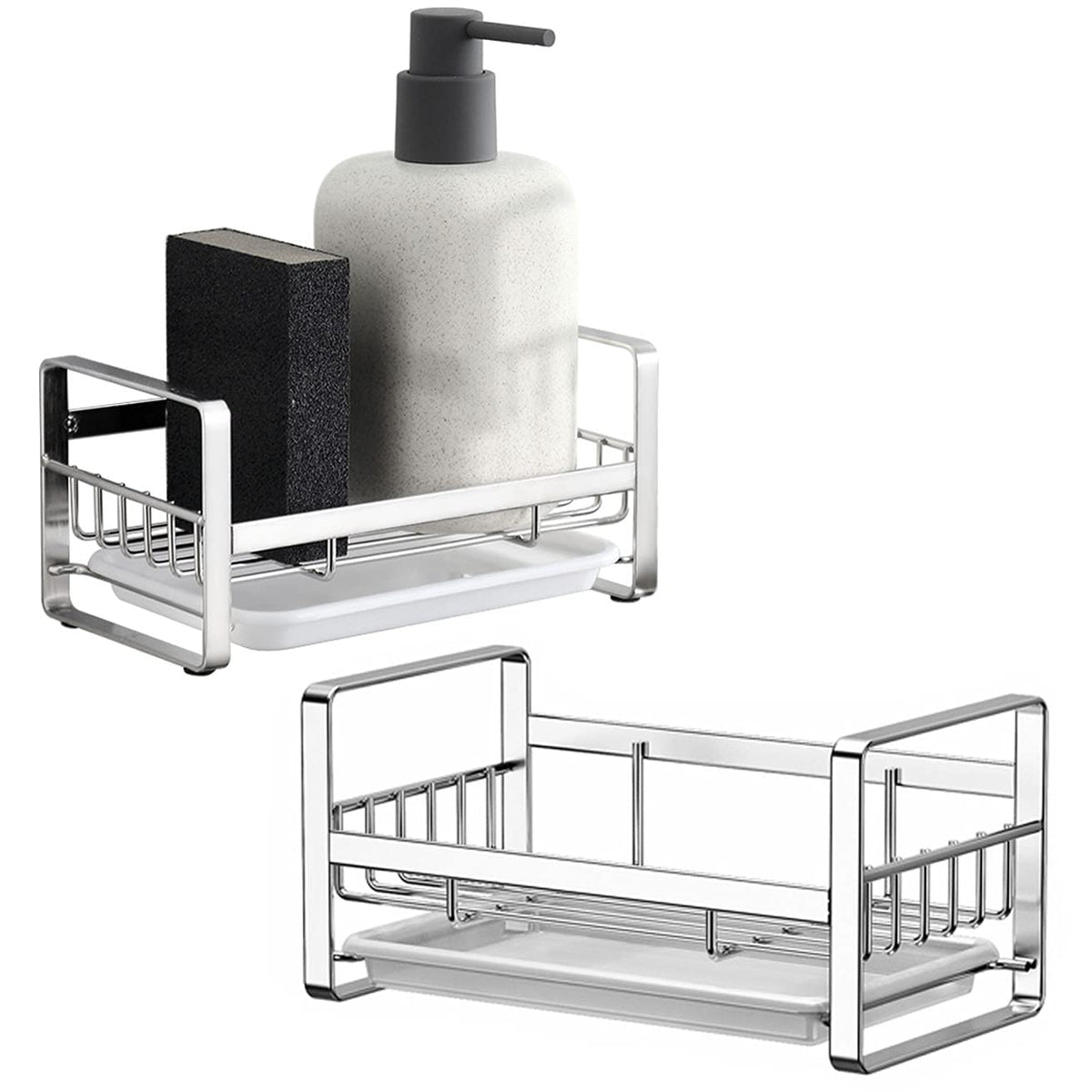 kaileyouxiangongsi 2 Pack Kitchen Sponge Holder - Kitchen Sink Organizer - Sink Caddy - Sink Tray - Soap Holder - Stainless Stee