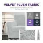 Znsayotx Oversized Velvet 3 Piece Couch Cover With 2 Extra Large Seat Cushion Covers Stretch Sofa Cover For 2 Cushion Couch Thick Soft Loveseat Sofa Slipcover (Silver Grey),71'-91'(2 Cushions)