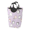 LIBIFALL Purple Cats Large Laundry Basket Cute Cartoon Cat Laundry Hamper Bag Collapsible Laundry Baskets Clothes Hamper with Ha
