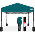 Best Choice Products 8x8ft Pop Up Canopy Tent, Outdoor Shade, 1 Person 1 Minute Set Up, Carry Case, 4 Weight Bags - Cerulean