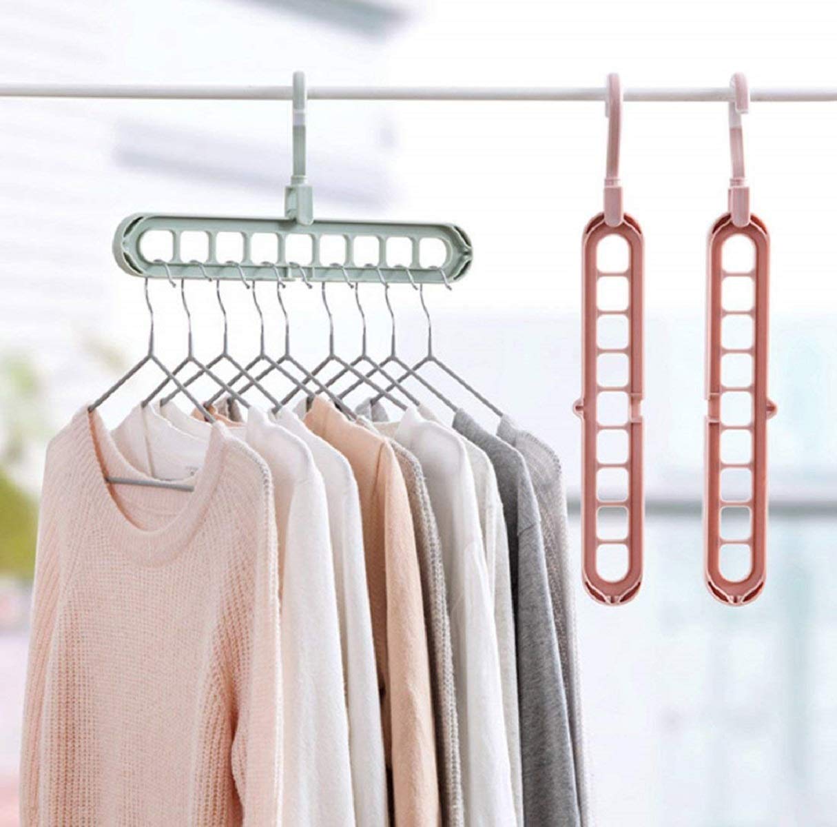 Djd Space Saving Clothes Hangers Multifunctional Smart Closet Organizer  Multicolor (Pack Of 6)