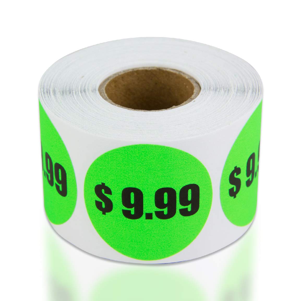 $9.99 Preprinted Price Stickers - 1.5 Inch Circle Round Stickers In Fluorescent Neon Green For Retail Store, Garage Sale, Yard S
