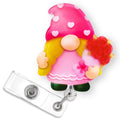Valentine'S Day Gnome With Rose Badge Reel Retractable | Nurse Gifts Valentines Badge Holder With Alligator Clip & 24    Durable