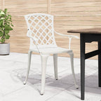 vidaXL Garden Chairs 6 pcs, Dining Chair for Patio Terrace Yard Balcony Picnic, Outdoor Chair with Armrest, Armchair, Cast Aluminium White, 3216321
