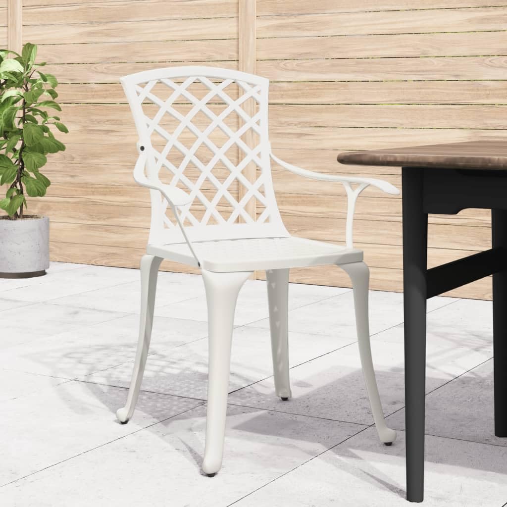 vidaXL Garden Chairs 6 pcs, Dining Chair for Patio Terrace Yard Balcony Picnic, Outdoor Chair with Armrest, Armchair, Cast Aluminium White, 3216321