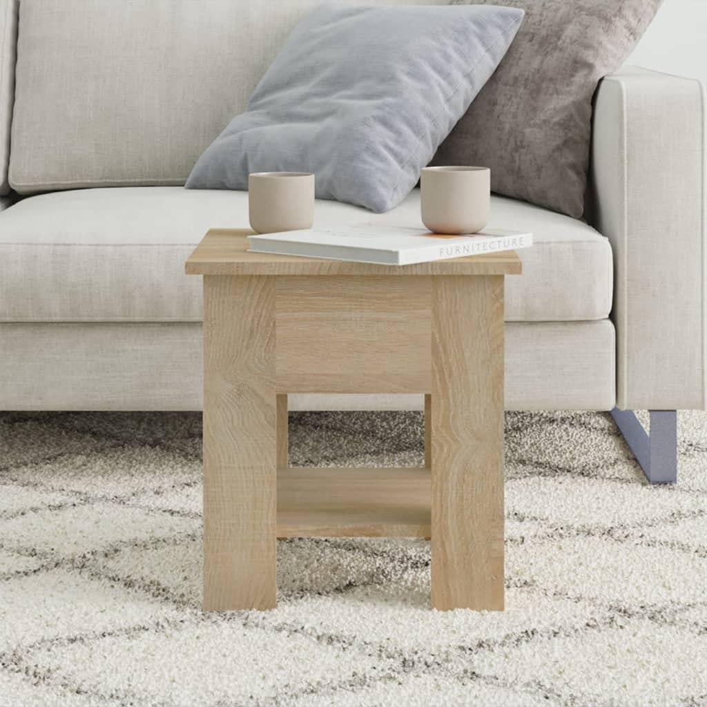 vidaXL Modern Coffee Table with Storage Shelf - White Engineered Wood - Dimension: 15.7x15.7x16.5, Assembly Required