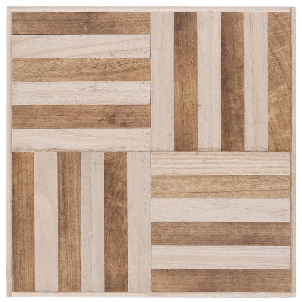 vidaXL Industrial Style Coffee Table, Low Profile, Constructed from Solid Paulownia Wood and Powder-Coated Steel, Perfect for Living Room - Beige 19.7x19.7x13