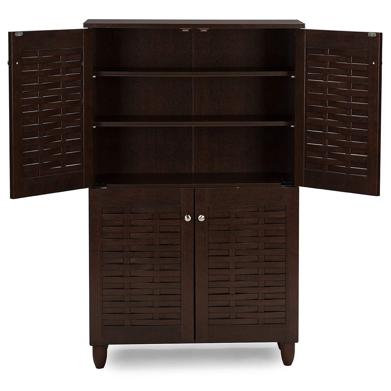 Baxton Studio Winda 4-Door Shoe Storage Cabinet, Dark Brown (118-6515-HiT)