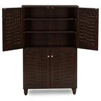 Baxton Studio Winda 4-Door Shoe Storage Cabinet, Dark Brown (118-6515-HiT)
