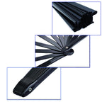 Honshen 2 Pack Large Folding Hand Fan,Black Chinese Kung Fu Tai Chi Fan Nylon-Cloth Fans For Men And Women Performance,Dance,Dec