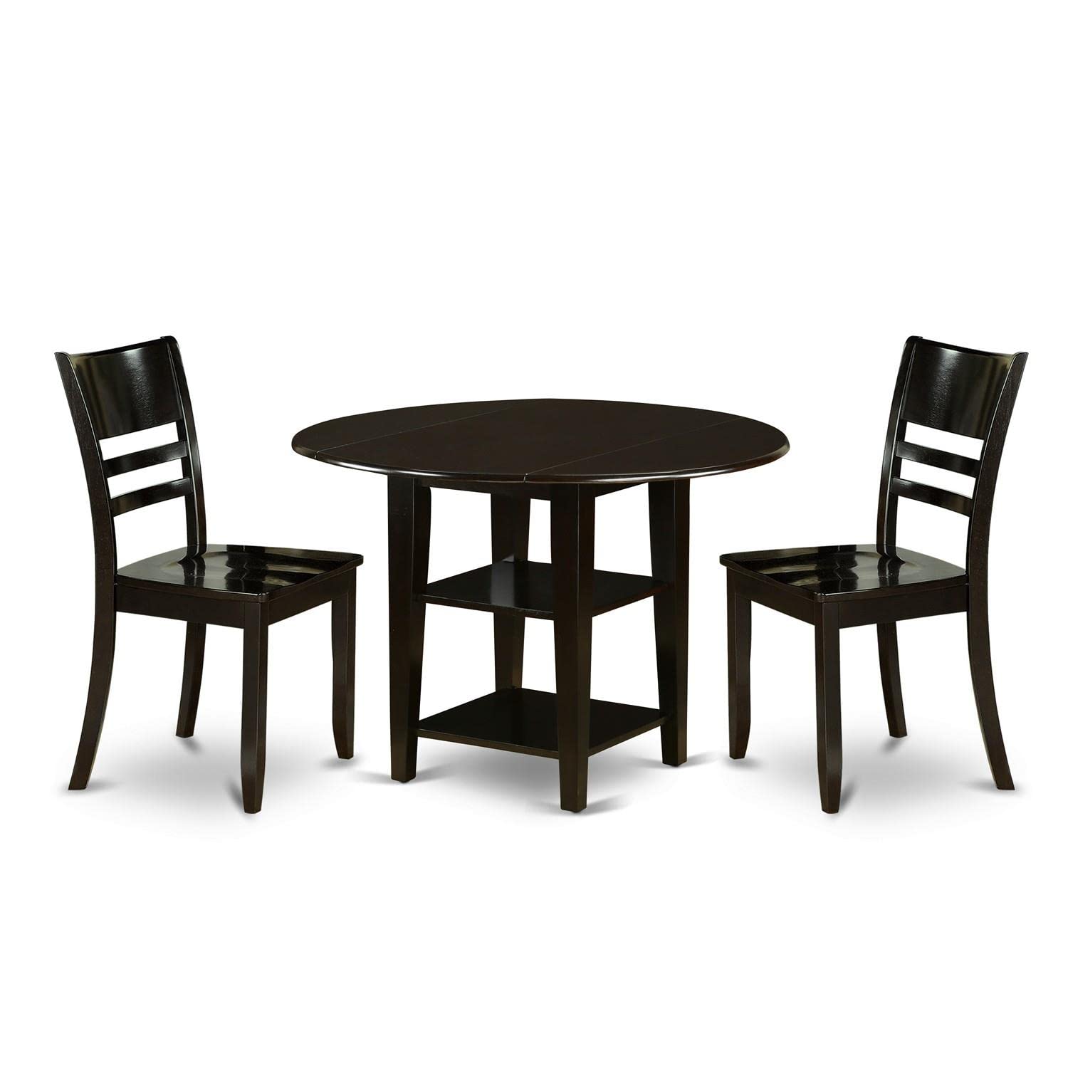 East West Furniture Sudbury Wood 3-Piece Dining Set in Cappuccino SULY3-CAP-W