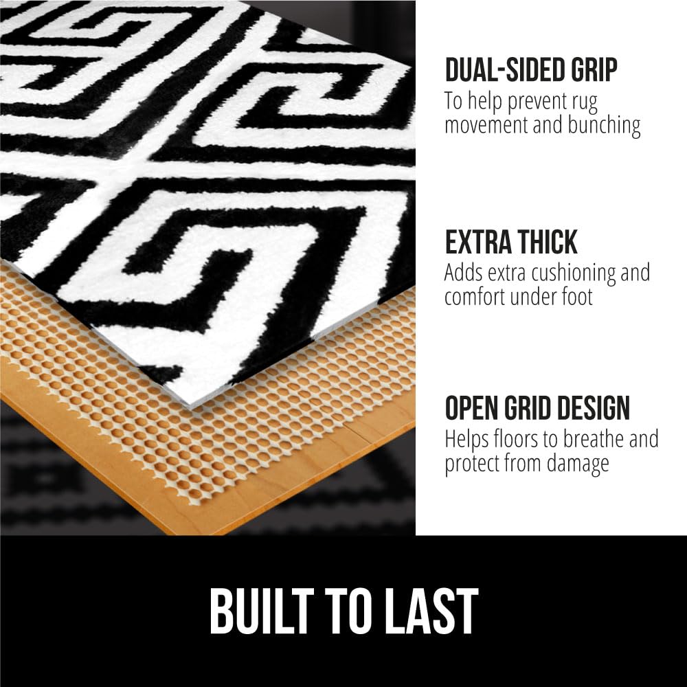 Gorilla Grip Rug Pad Gripper SYNCHKG056993 White Traditional Pads for Hard Floors 3x5 FT