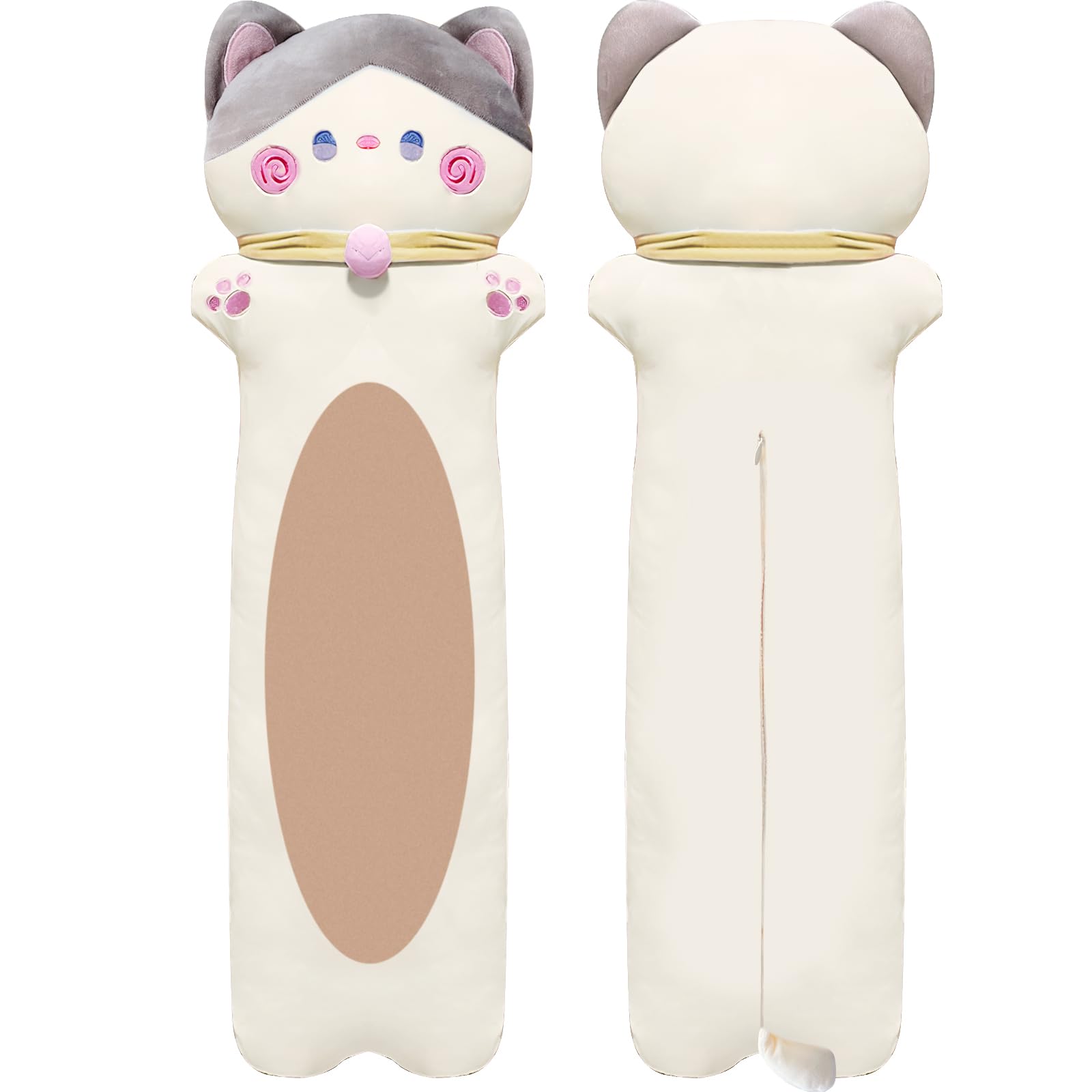 Nxnynz Long Cat Plush Pillow, 51.1Inches Cute White Cat Plushie Stuffed Animals Body Pillow, Kawaii Kitten Soft Plushie Doll Toy