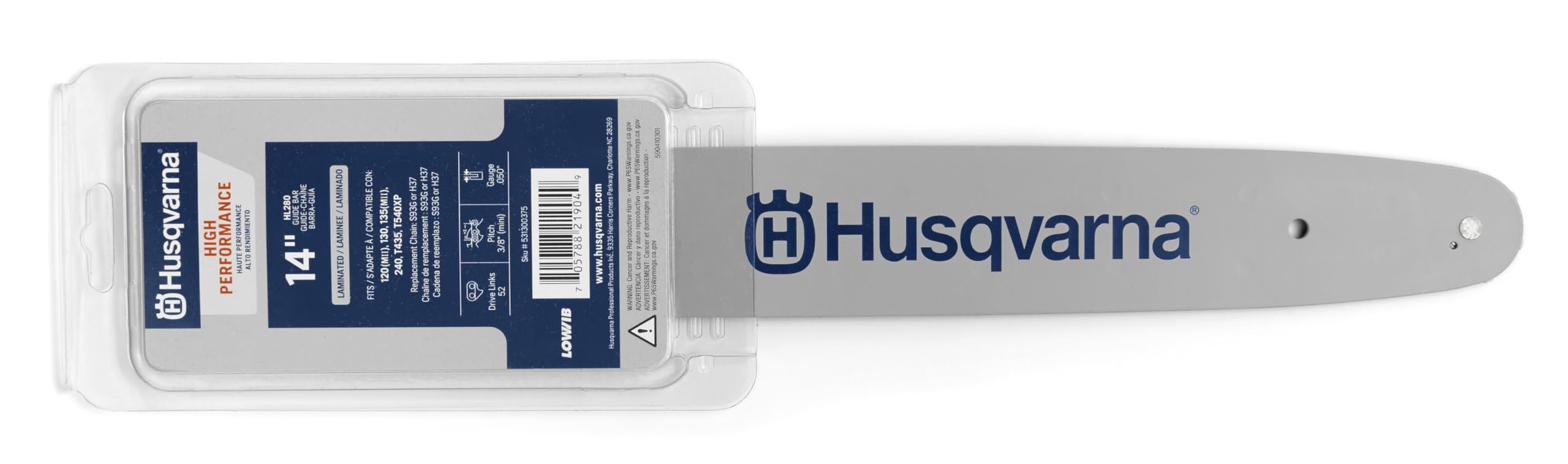 Husqvarna Hl280 14 Inch Chainsaw Bar, 3/8' Pitch .050' Gauge, 52 Drive Links, Chainsaw Accessories For Husqvarna 120(Mii), 130