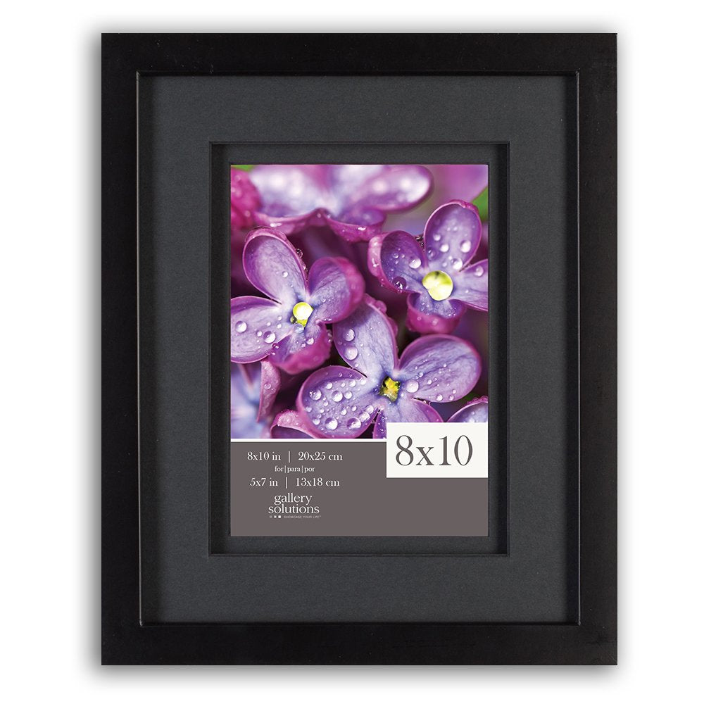 Gallery Solutions presents - 8x10 - Black Frame with Double Mat - For 5x7 Photos - Versatile for Wall or Tabletop Display - Rect