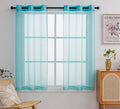 Pi Sheer Curtains 63 Inches Long With Grommet,Lightweight Voile Textured Window Treatment For Kitchen/Dinning Room 2 Panels (W52 X L63, Lake Blue)