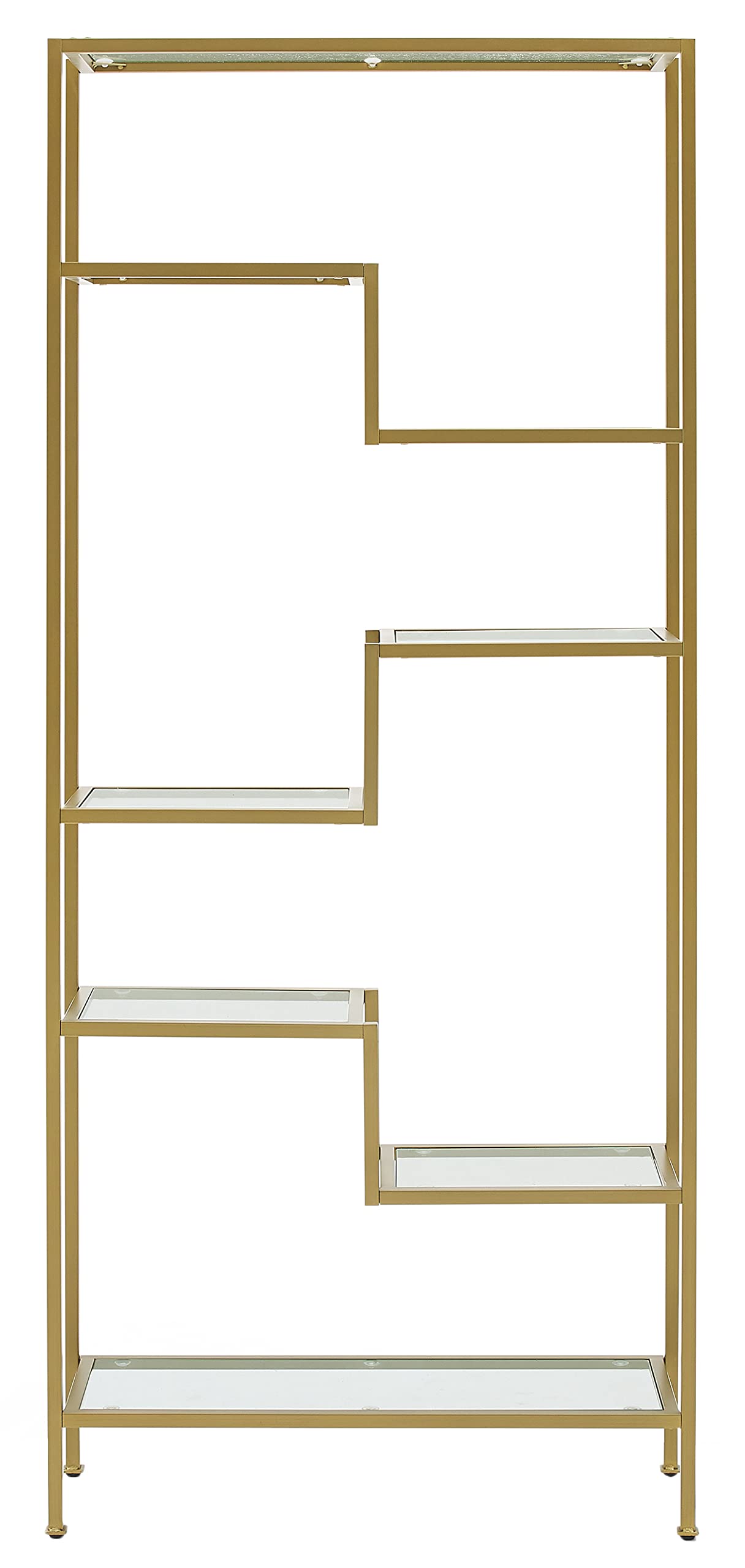 Crosley Furniture Sloane Bookshelf with Glass Shelves, Bookcase Storage, Gold