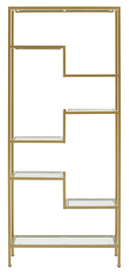 Crosley Furniture Sloane Bookshelf with Glass Shelves, Bookcase Storage, Gold