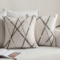 MIULEE Pack of 2 Decorative Throw Pillow Covers Christmas Woven Textured Chenille Cozy Modern Concise Soft Beige Square Cushion 