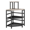 Metyerry Gray Corner Printer Stand Table, With Power Outlet And Usb Charging & Led Lights, For Home Printer Stands, Storage Shel