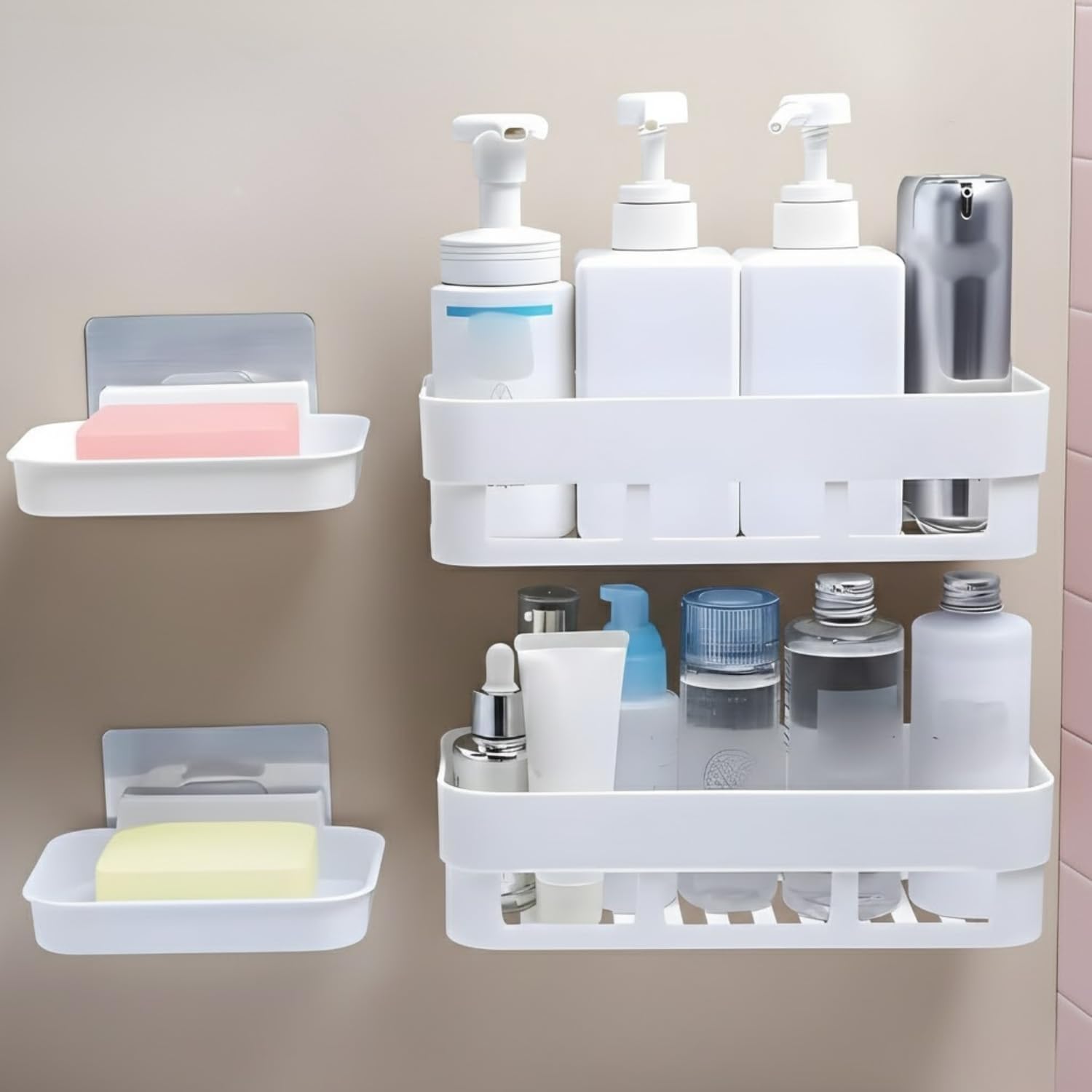 Vexora Bathroom Shelf For Wall, SelfAdhesive Bathroom Organiser With Towel Holder, Ideal Bathroom Accessories For Efficient Spa