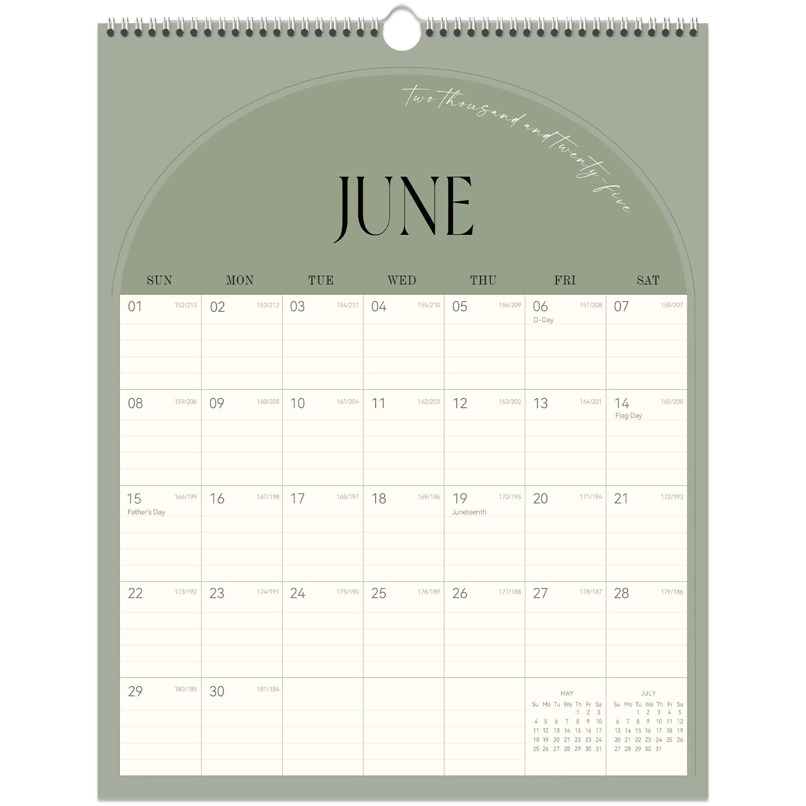 Guasslee Wall Calendar 2025-2026, Vertical Wall Calendar 2025, Jun. 2025-Dec. 2026, 19-Month Paper Calendar Spiral Bound, Monthl