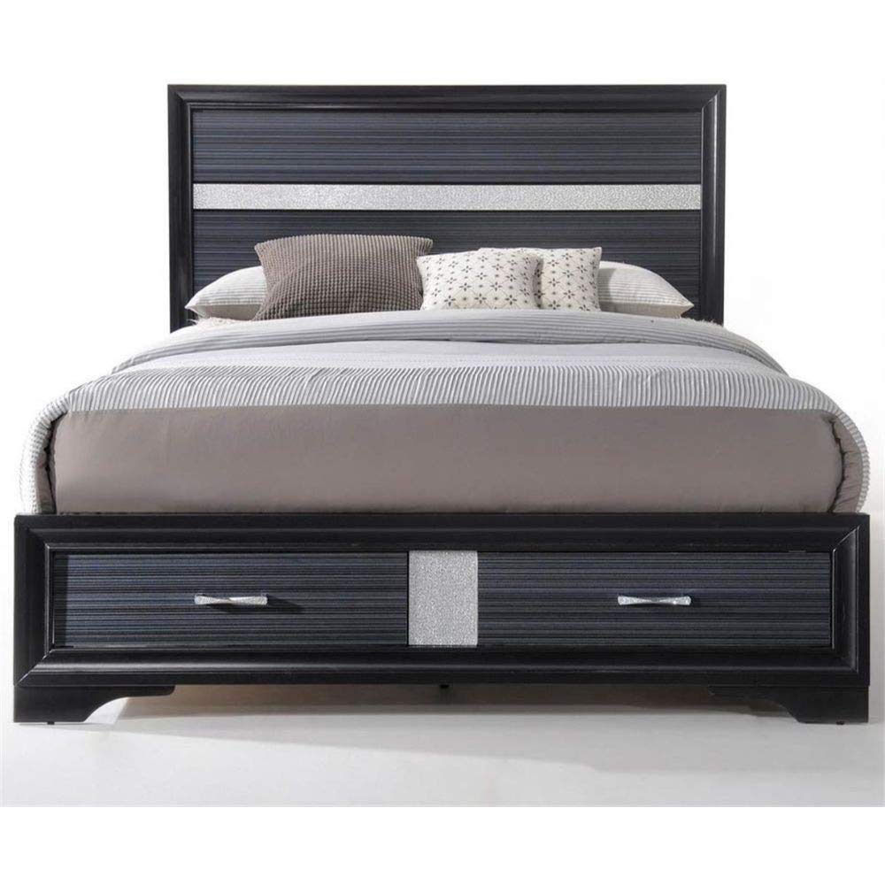 Acme Naima Eastern King Bed with Storage in Black