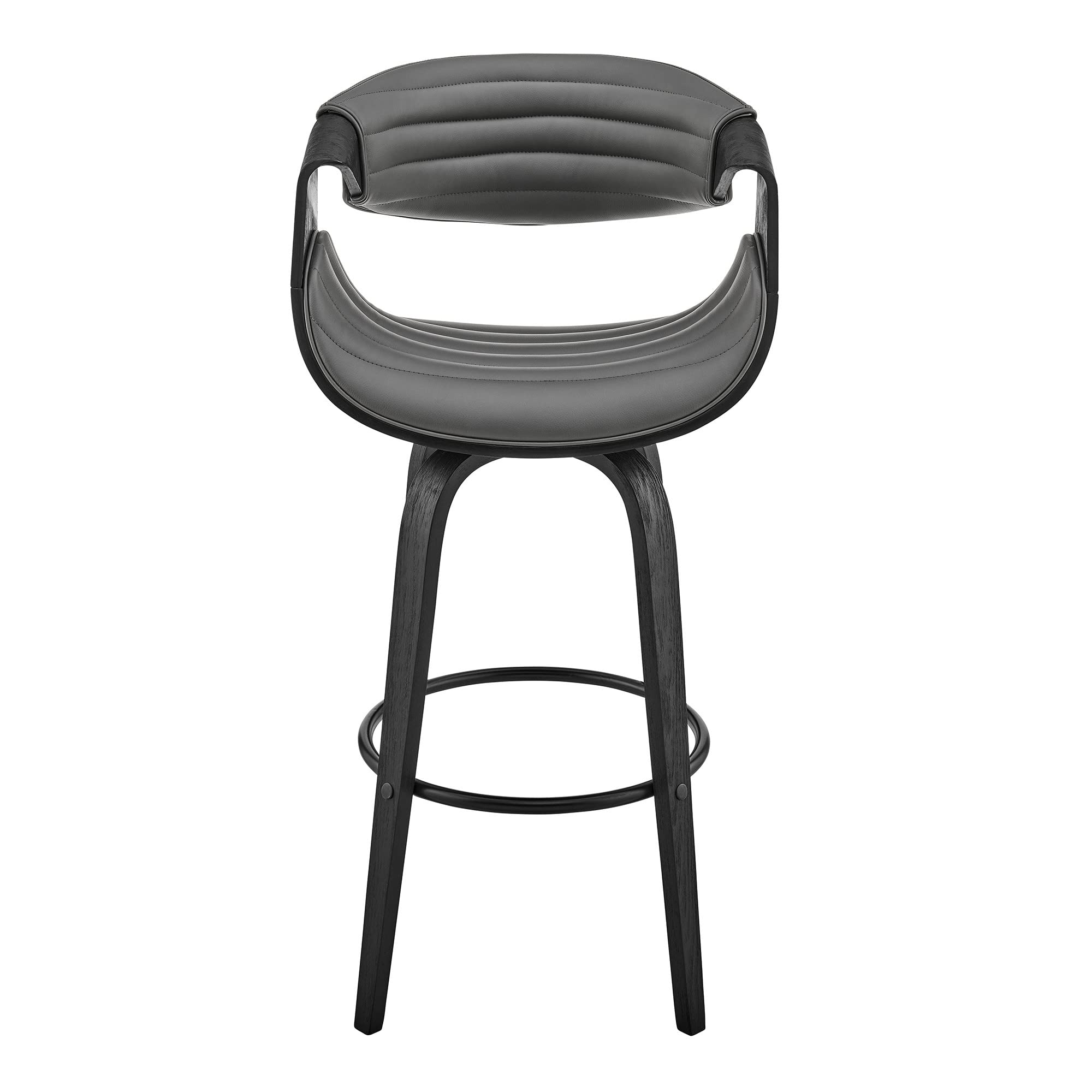 HomeRoots Gray Bent Wood/Metal/Faux Leather 30' Grey Faux Leather and Black Wood Retro Chic Bar Stool