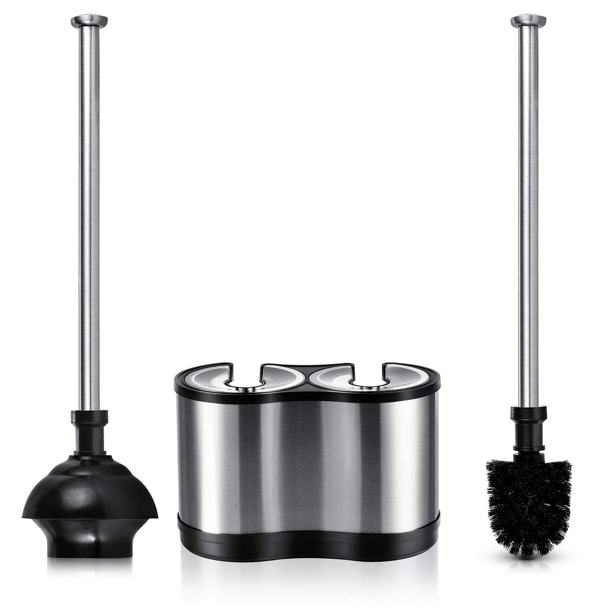 ToiletTree Products Modern Deluxe Freestanding Toilet Brush and Plunger Combo (Stainless Steel, Brush and Plunger Combo Set 4.5 