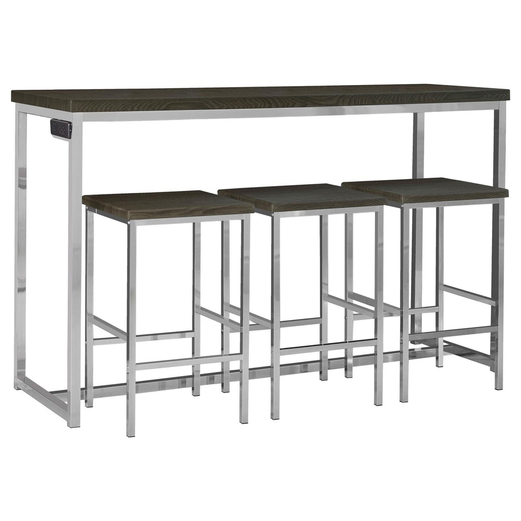 Coaster Home Furnishings Marmot 4-Piece Rectangle Dark Oak and Chrome Counter Height Set, Table (182255)