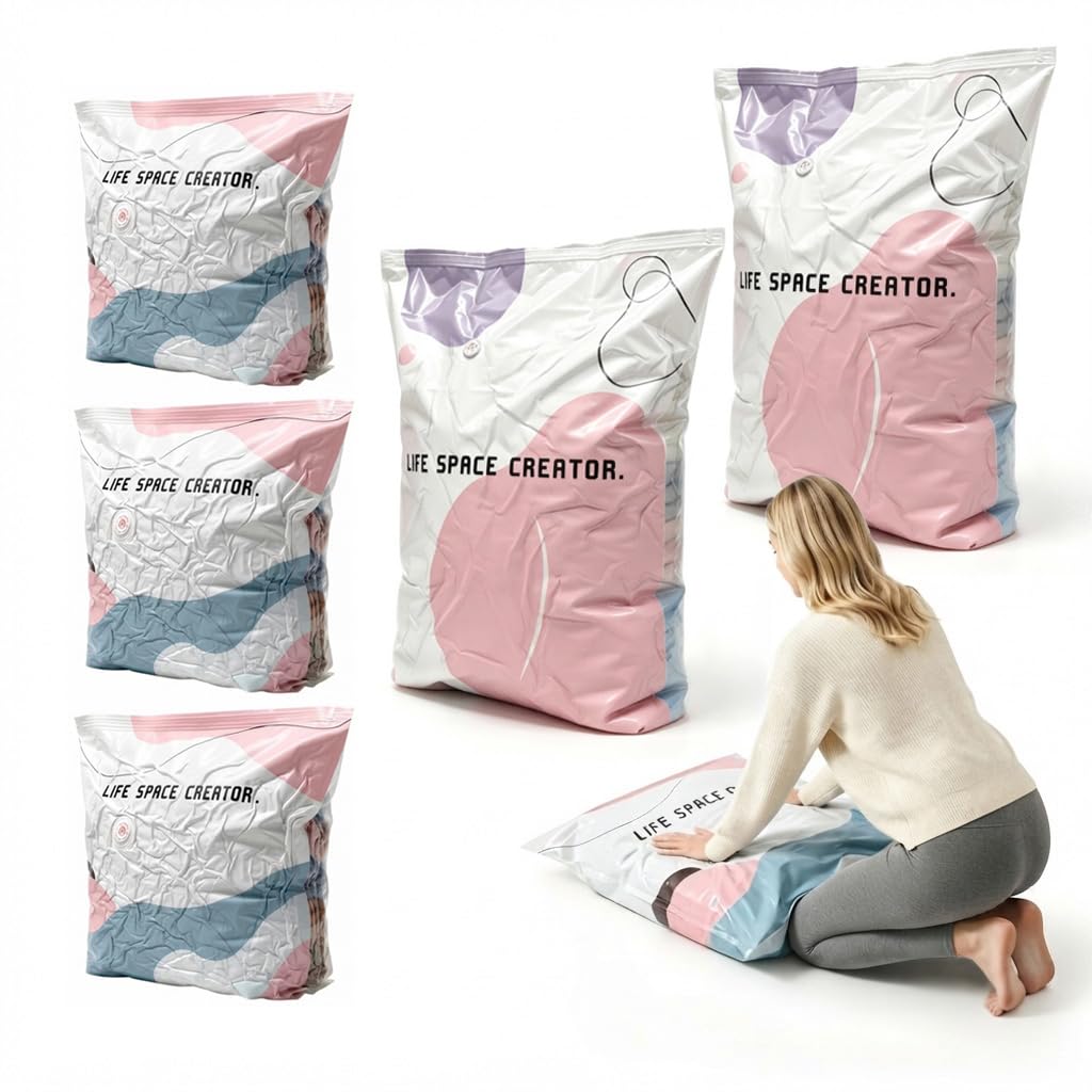 2L+3M No Pump Vacuum Storage Bags, Better Life Space Creator Packaging Cube