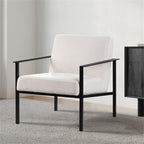 Comfort Pointe Milano Polyester Oatmeal Cream Stationary Black Metal Accent Chair