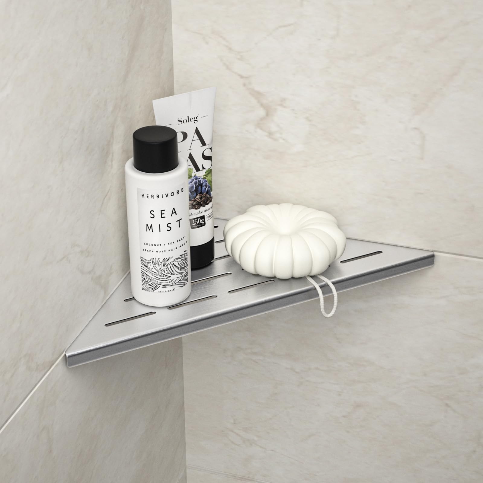 Bernkot Corner Shower Shelf 10 Brushed 304 Stainless Steel Slot Design Recessed Corner Shelf Bathroom Shelf Rack for Tiled Wall,