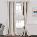 Jiuzhen Cream Velvet Curtains 90 Inches Blackout Curtains For Living Room - Thermal Insualted Room Darkening Grommet Thick Velve