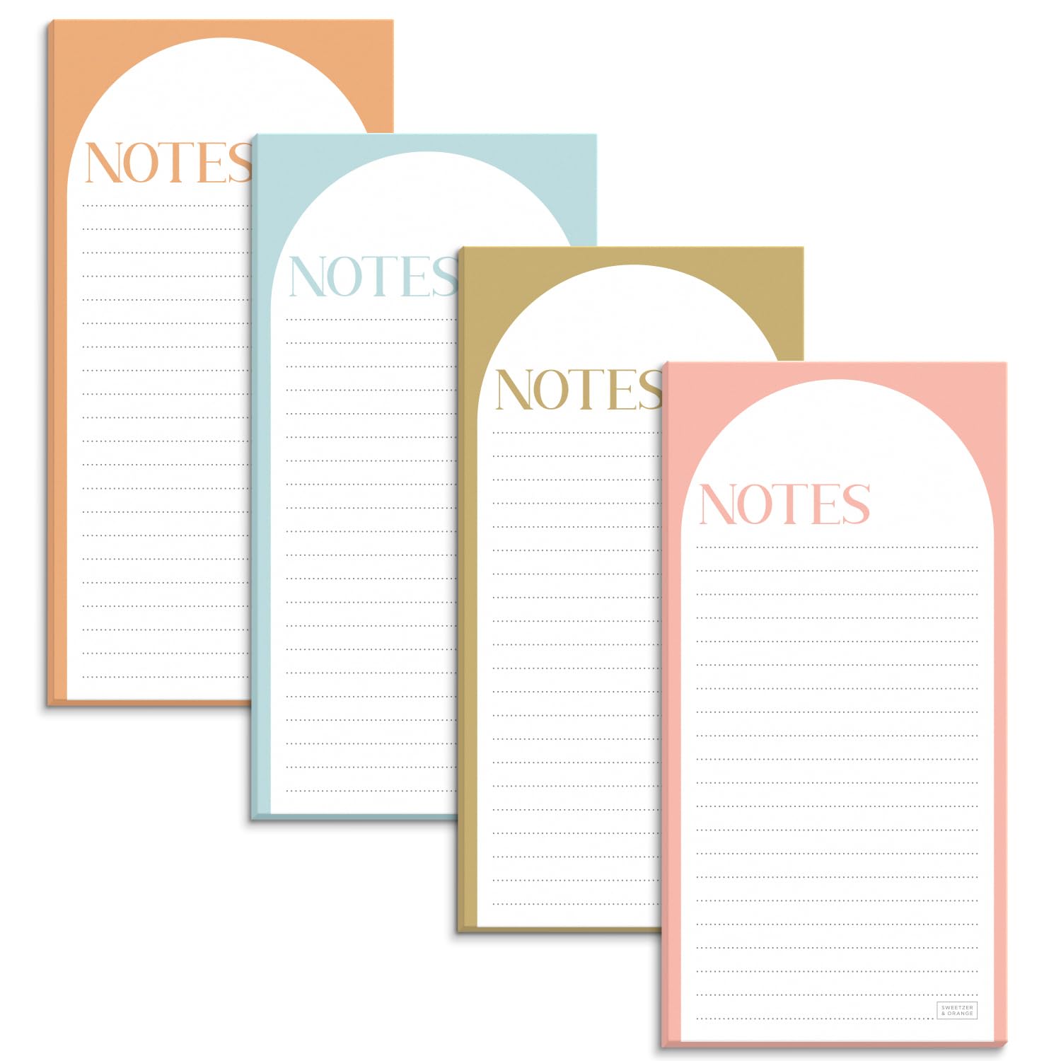 Sweetzer & Orange S&O Magnetic Notepads For Refrigerator 4 Pack, Sticky Notes For Fridge Sets - Sticky Journals For Freezer - Ma