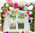 Life Glow 12Pcs Pom Poms Of 10'' 12'' 14'' Multi-Colors Tissue Paper Craft Pom Poms Kit Tissue Paper Flowers Wedding Decorations
