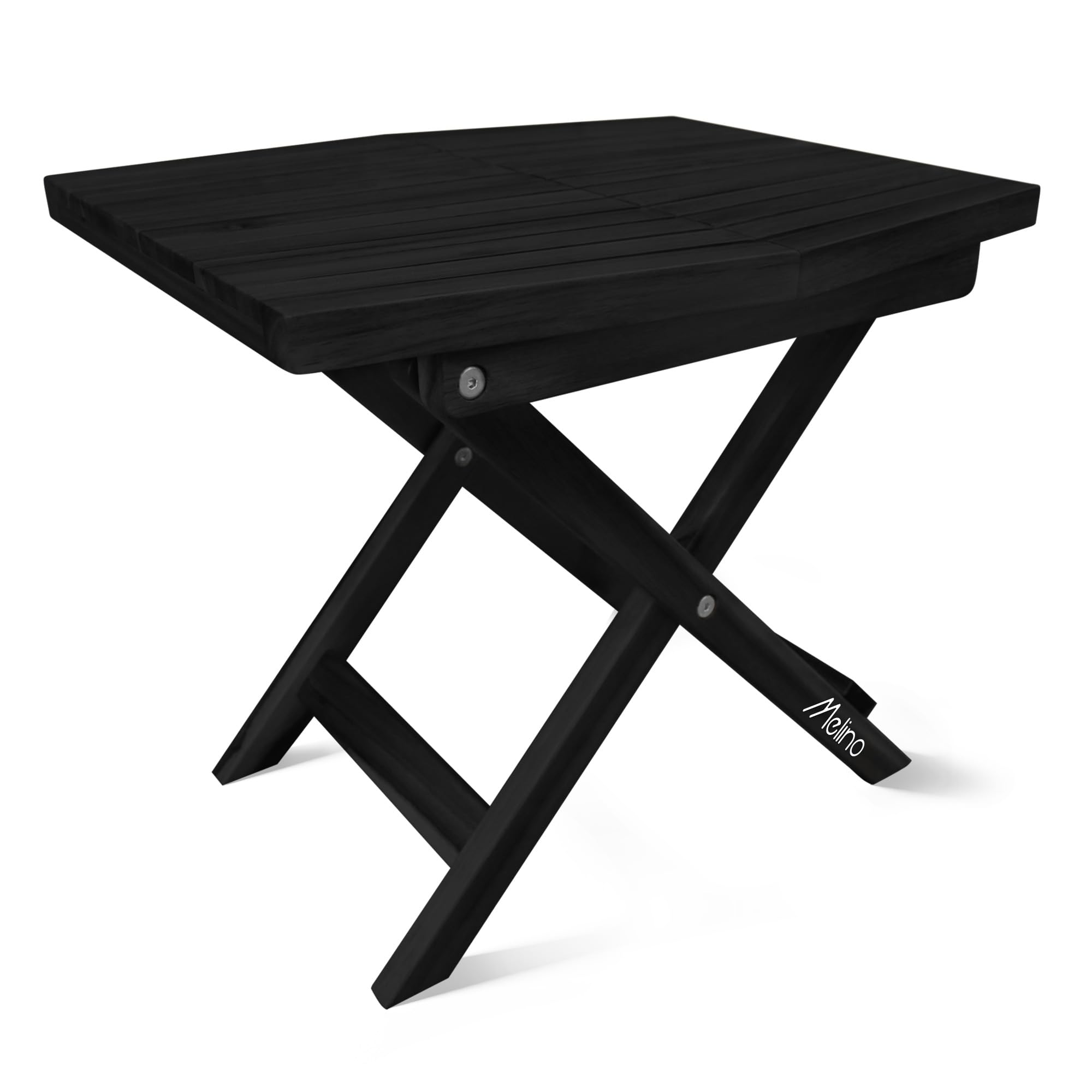 Melino Wooden Folding Table, Acacia Wooden Small Table For Indoor And Outdoor Uses, Weather Resistant And Fully Assembled (Black