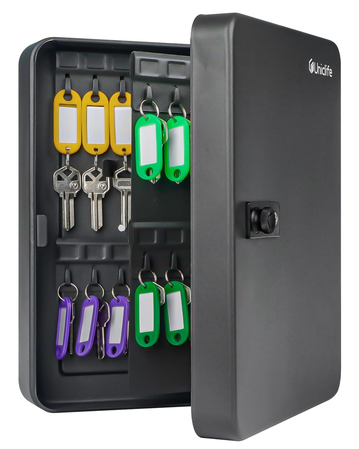 Uniclife 60 Position Key Cabinet With Combination Lock Resettable Black Digital Security Storage Box Steel Key Organizer With Co