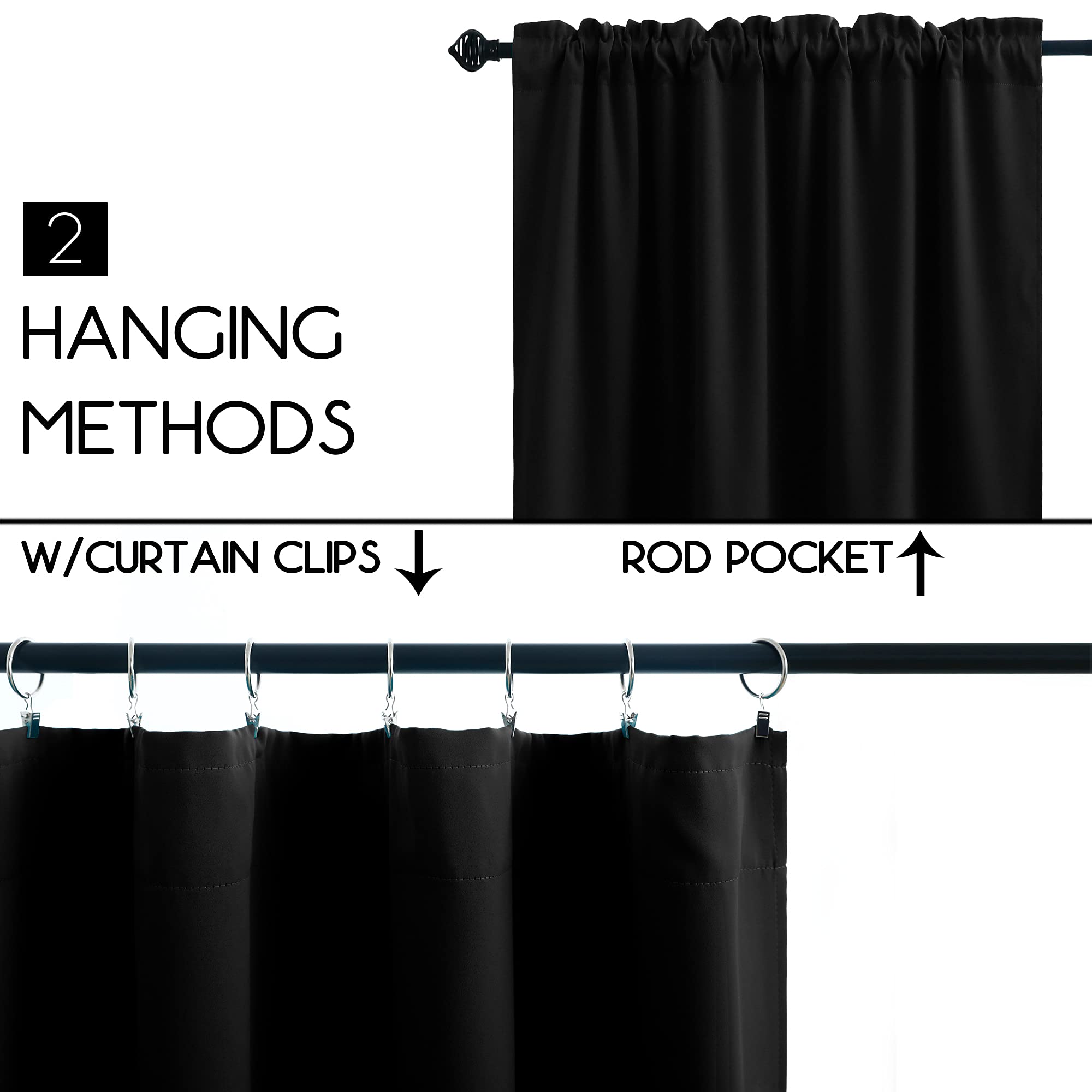 Koufall 24 Inch Curtains For Bedroom Black Out,Small Window Mini Short Blackout Curtains,18 X 24 In Length