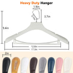 Dedu Plastic Extra Wide Shoulder Suit Hangers For Men 15 Pack Width 17.7'', Ivory White Sweater Hangers No Shoulder Bump Non Sli