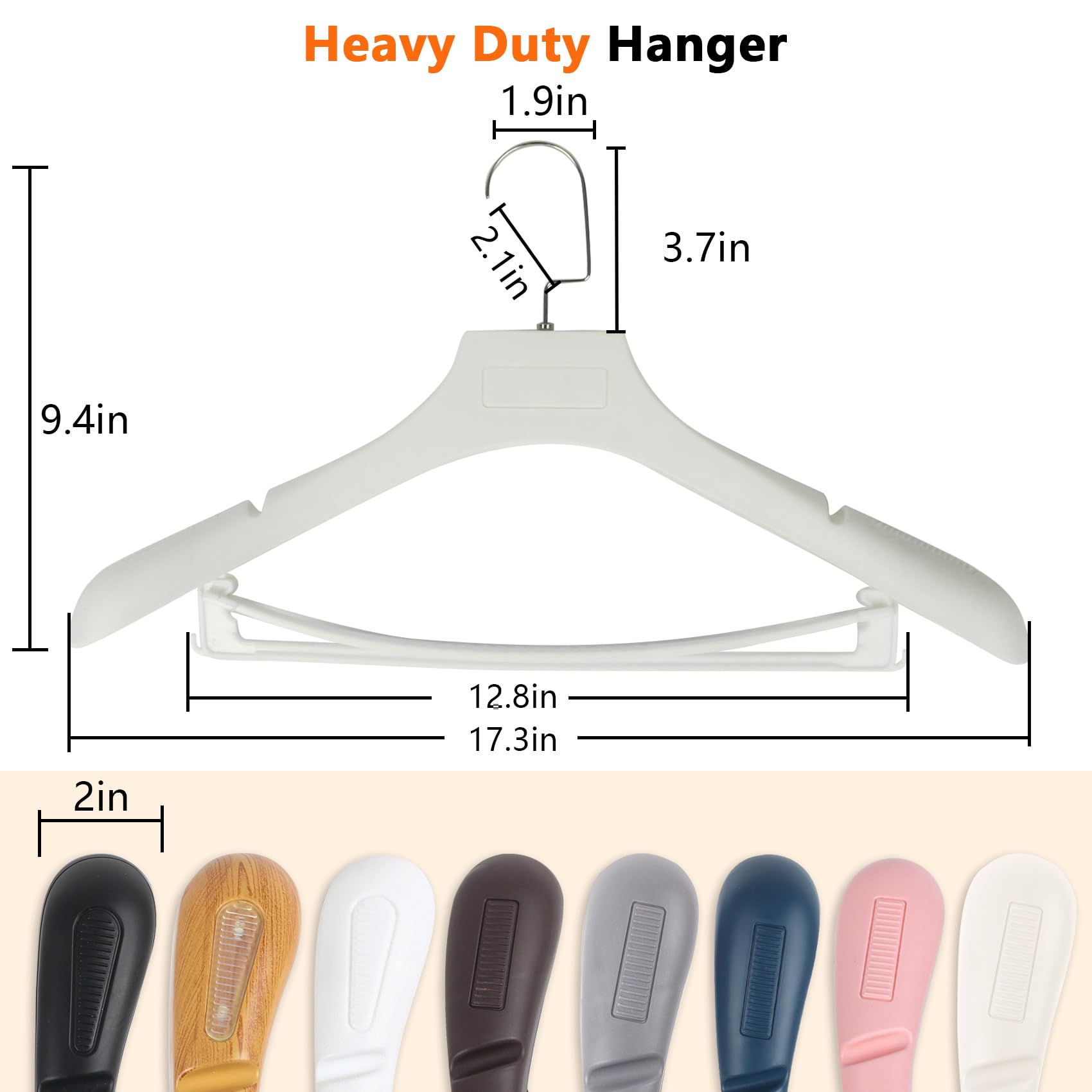 Dedu Plastic Extra Wide Shoulder Suit Hangers For Men 15 Pack Width 17.7'', Ivory White Sweater Hangers No Shoulder Bump Non Sli