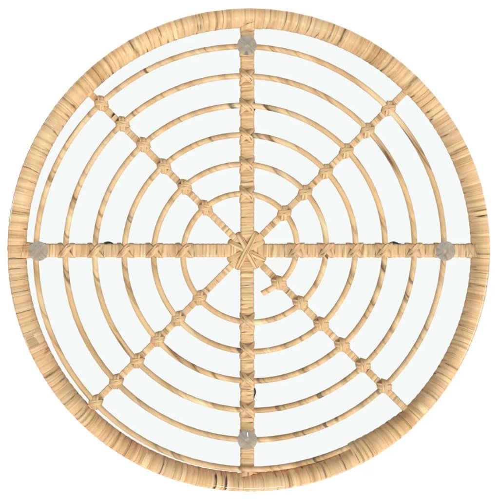 vidaXL Tempered Glass and Steel Dining Table with UV-Resistant PE Rattan Structure - Round 31.5&quot; Table for Indoor and Outdoor Use