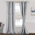 Jiuzhen Silver Grey Velvet Curtains 108 Inches Blackout Curtains For Living Room - Privacy Protect Room Darkening Grommet Thick