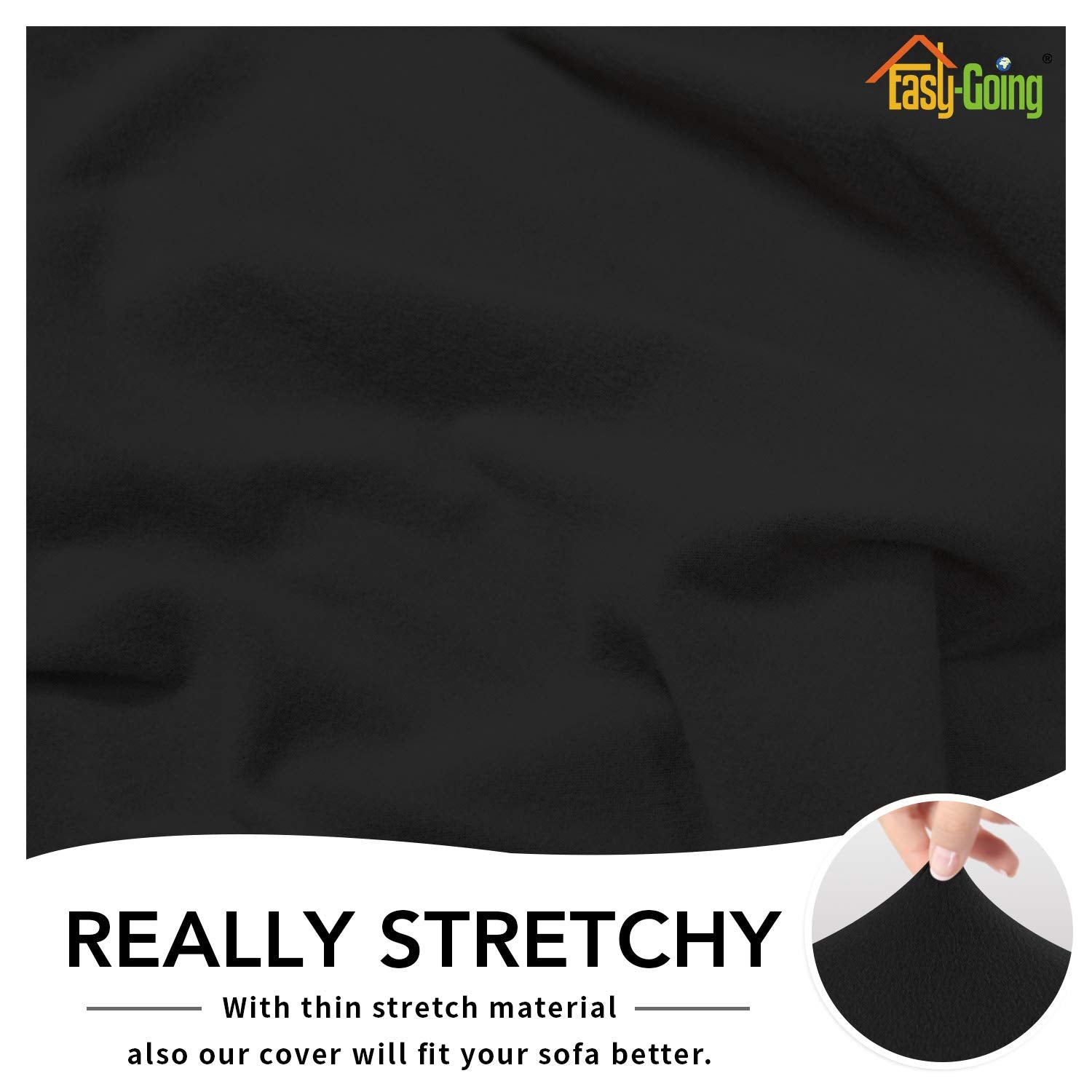 Easy-Going Fleece Stretch Sofa Slipcover Spandex Non-Slip Soft Couch Sofa Cover, Washable Furniture Protector With Anti-Skid Foam And Elastic Bottom For Kids, Pets(Chair, Black)